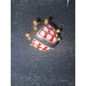 Vintage Marked Best Lady Bug Pendant Brooch Pin Silver Tone Enamel